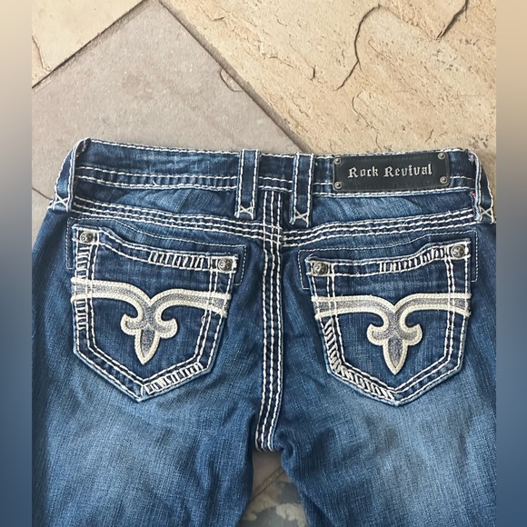 Rock Revival Dark Wash Capri Jeans Western Y2K Embroidered Denim Women’s 27 - Picture 4 of 6